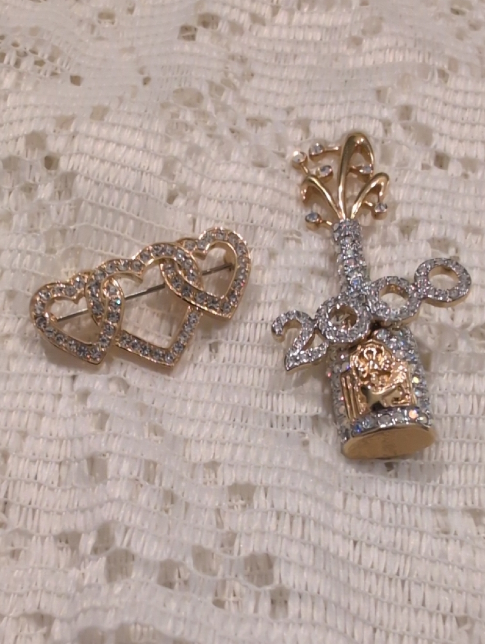 Signed Butler & Wilson Y2K "2000" Brooch & Ultra-Sparkle Heart Set